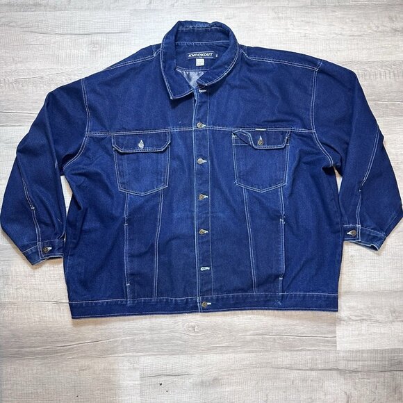 Vintage Knockout Blue Jean Denim Jacket Men's Big & Tall Size 5XL Cotton Blend - Picture 2 of 10